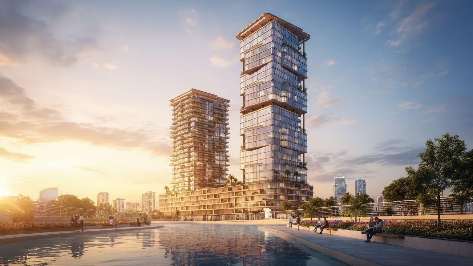 Radiant Atrium Al Reem Island Abu Dhabi dual tower mixed-use development exterior skyline view