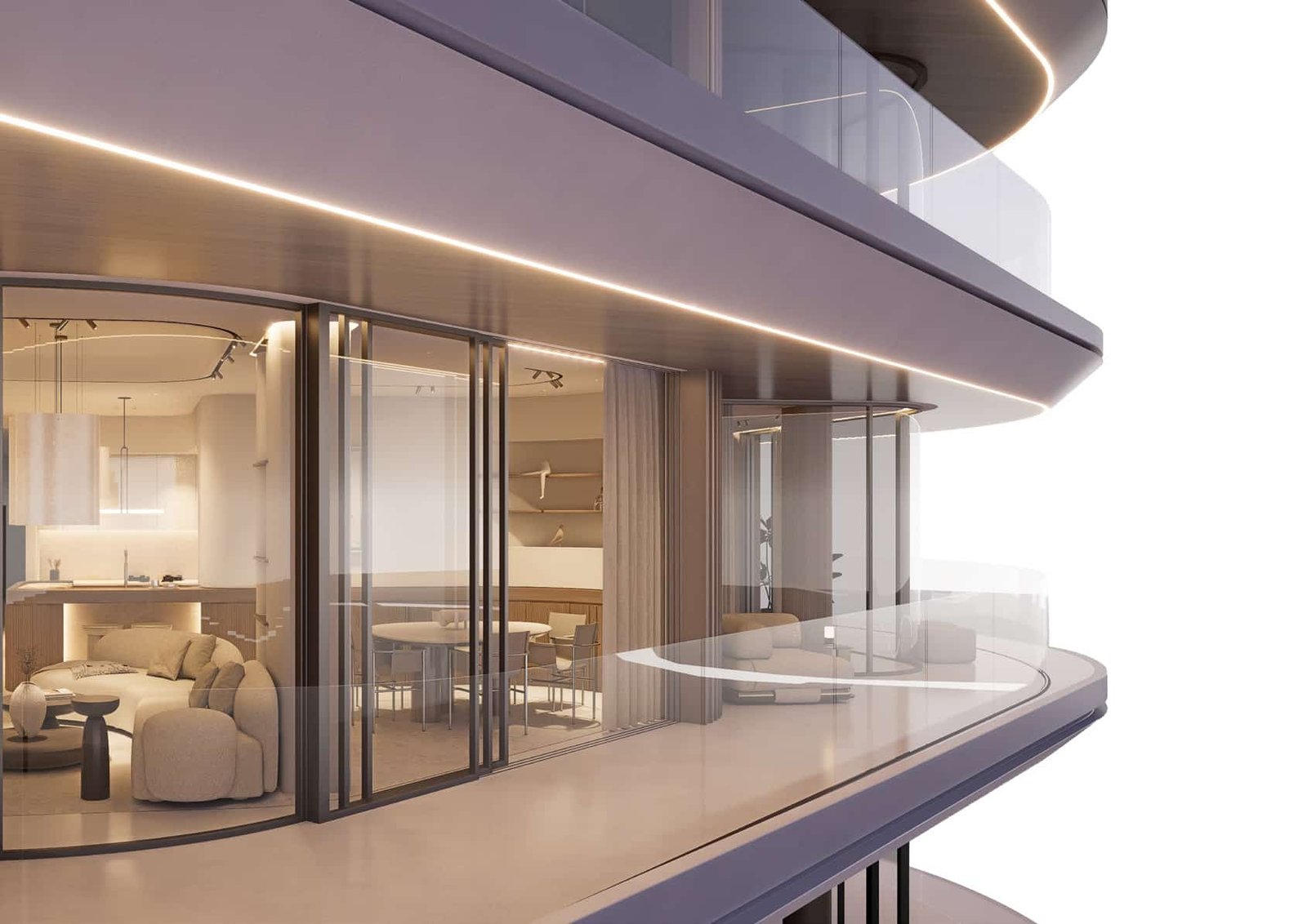 Flow25 interiors featuring smart-home living and elegant contemporary finishes